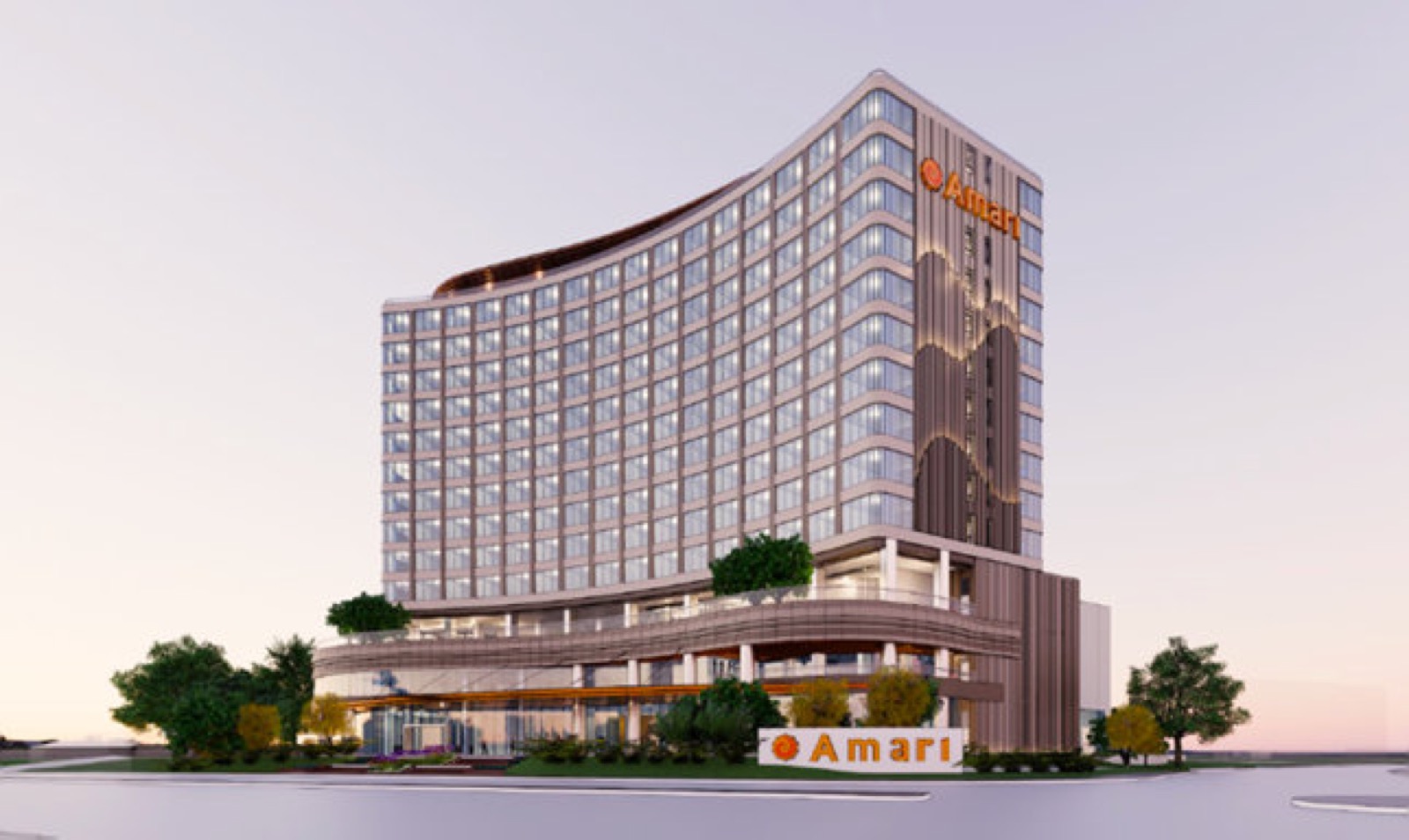 Amari Vientiane &mdash; 15-storey, 5-star hotel render, central Mekong riverside